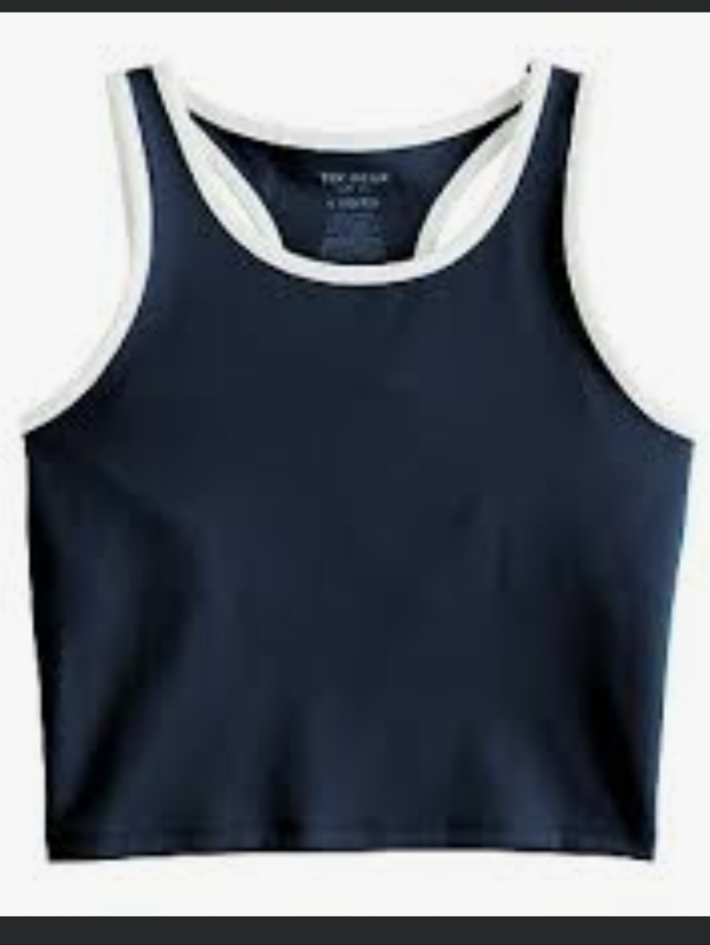 NWT Tek Gear Girls Navy Blue & White Sporty Crop Tank Top Built-in Bra Size S